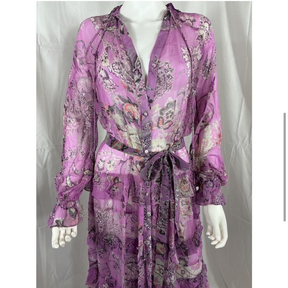 HEMANT AND NANDITA Mavi Belted Kaftan in Orchid - Picture 7 of 7
